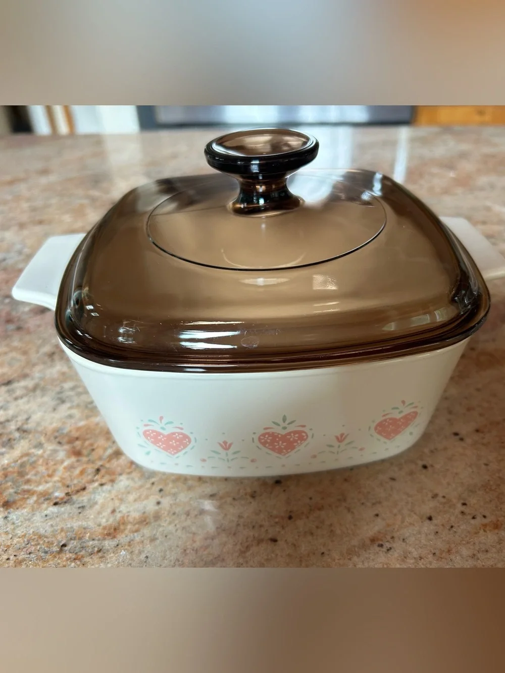 Corningware “Forever Yours” A-1 1/2B w/Brown Pyrex Glass Lid A7C 1.5L  Casserole